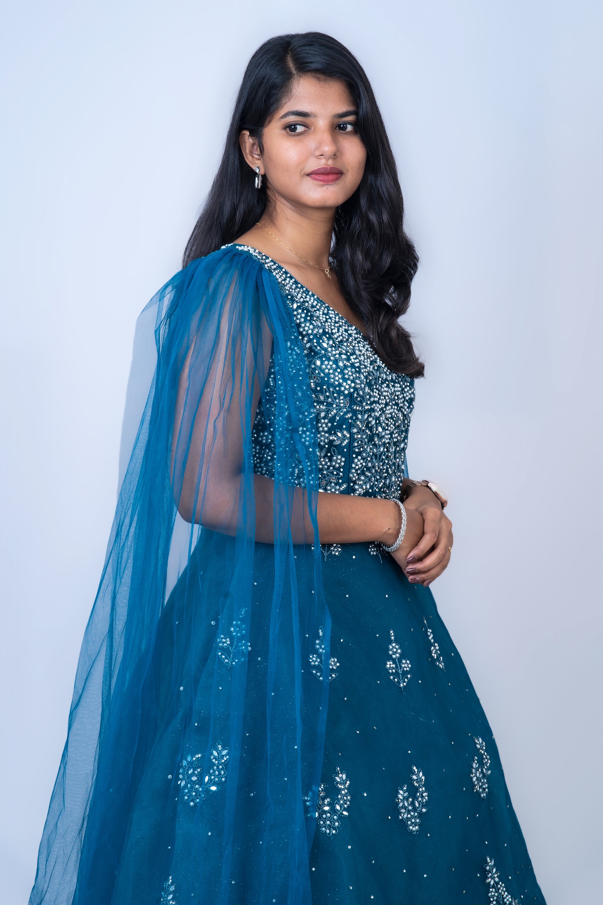 Deep Ocean Elegance Bridal Gown