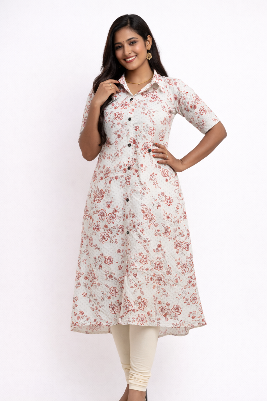 Image of White - A-Line Kurti