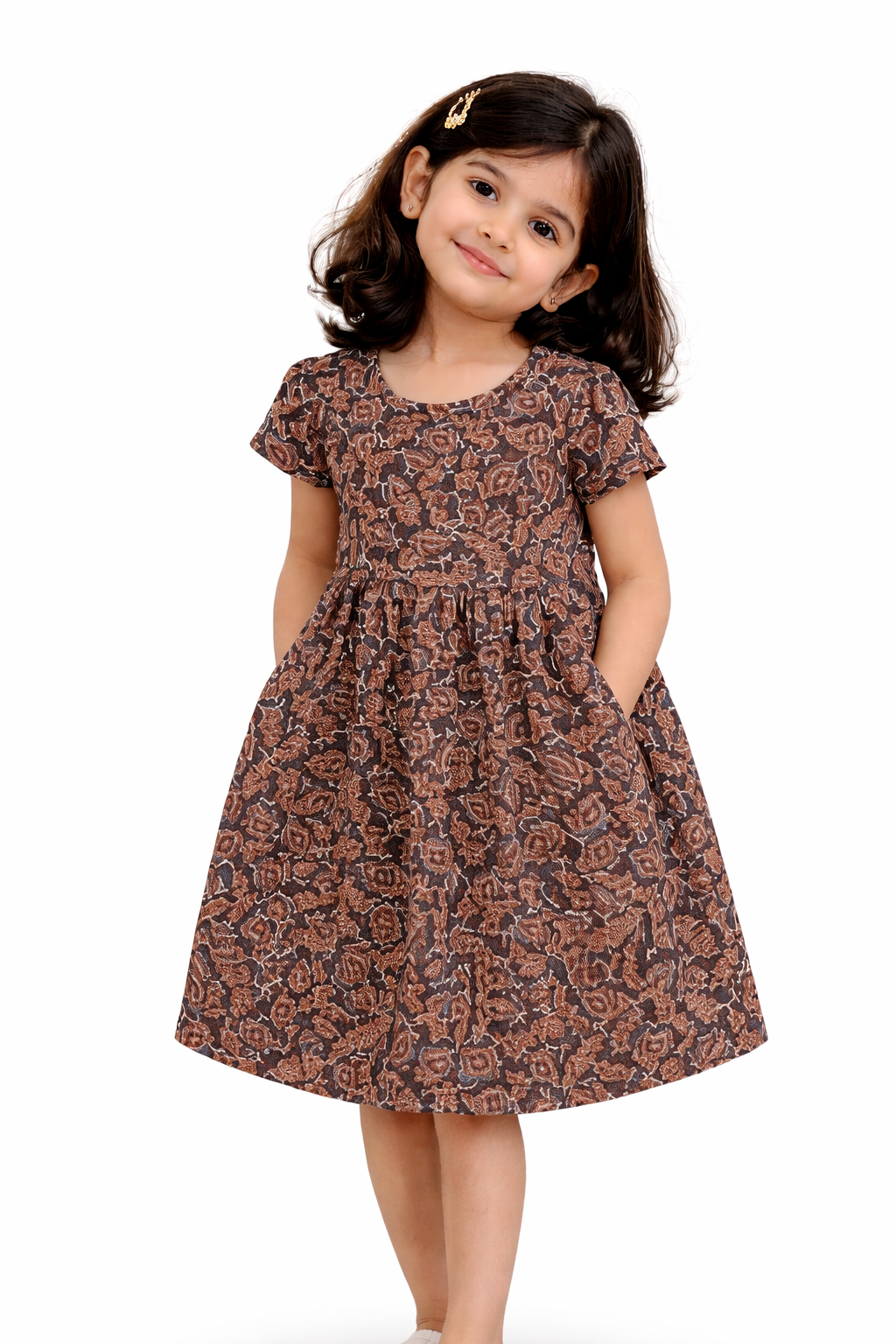 Image of Kids Frock - Brown - 1070