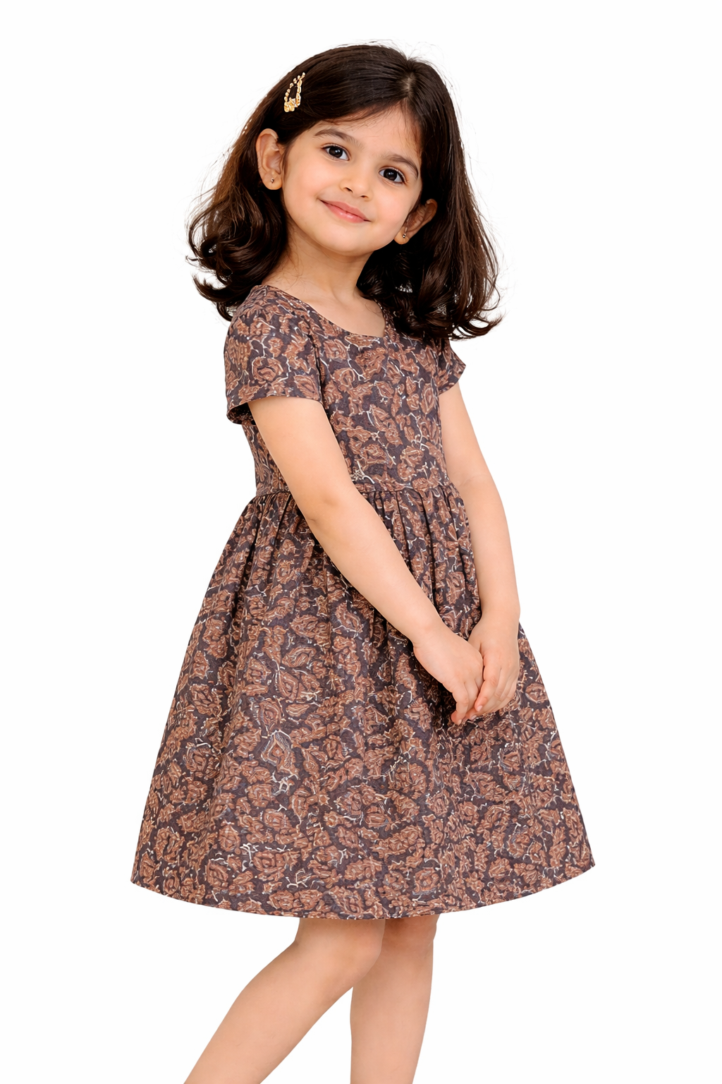 Image of Kids Frock - Brown - 1070
