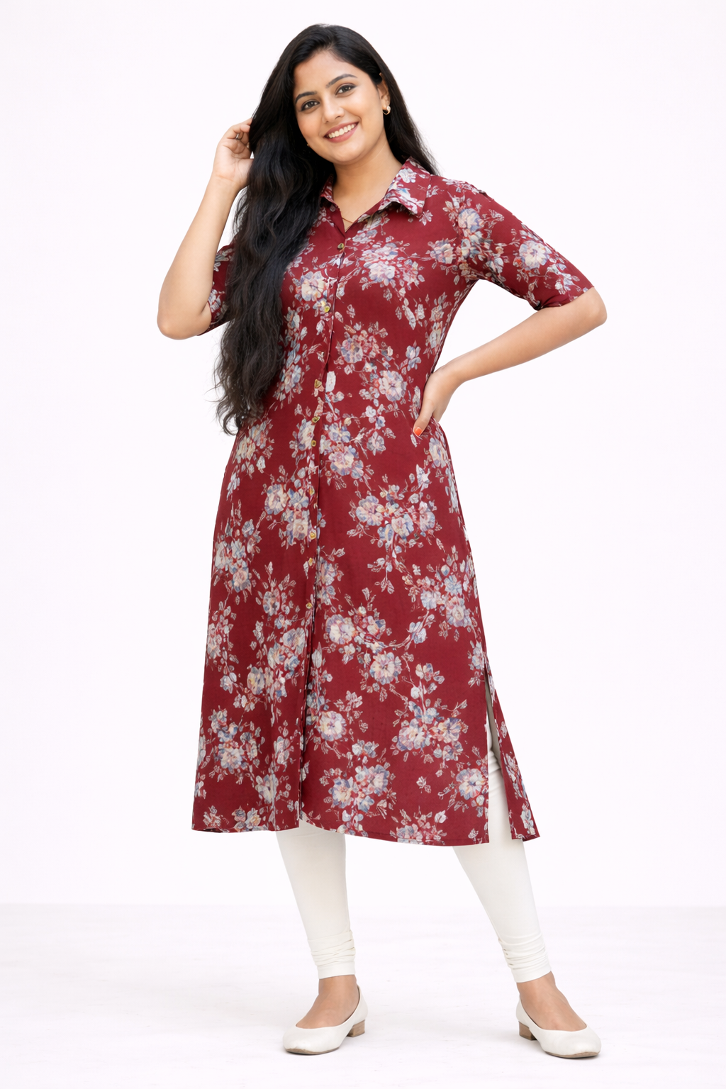 Image of Red- A-Line Kurti