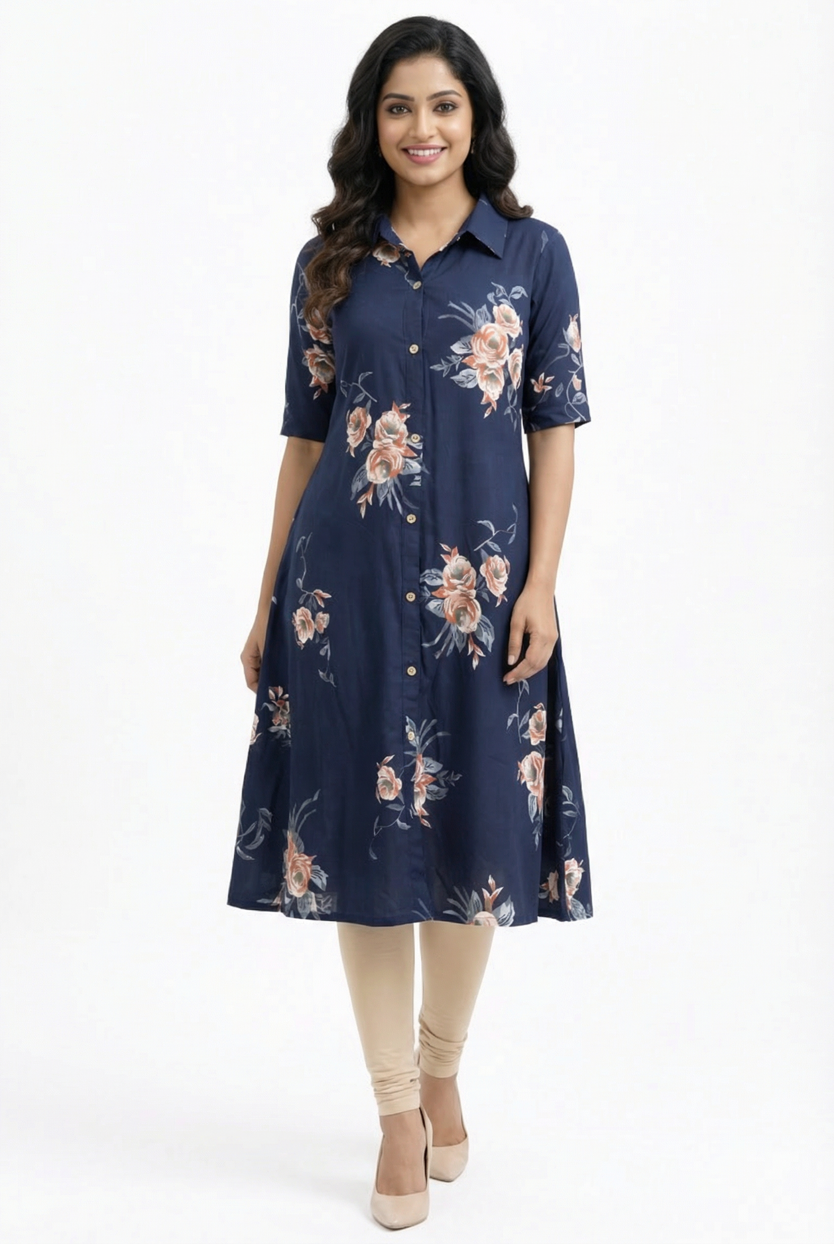 Image of Navy Blue- A-Line Kurti