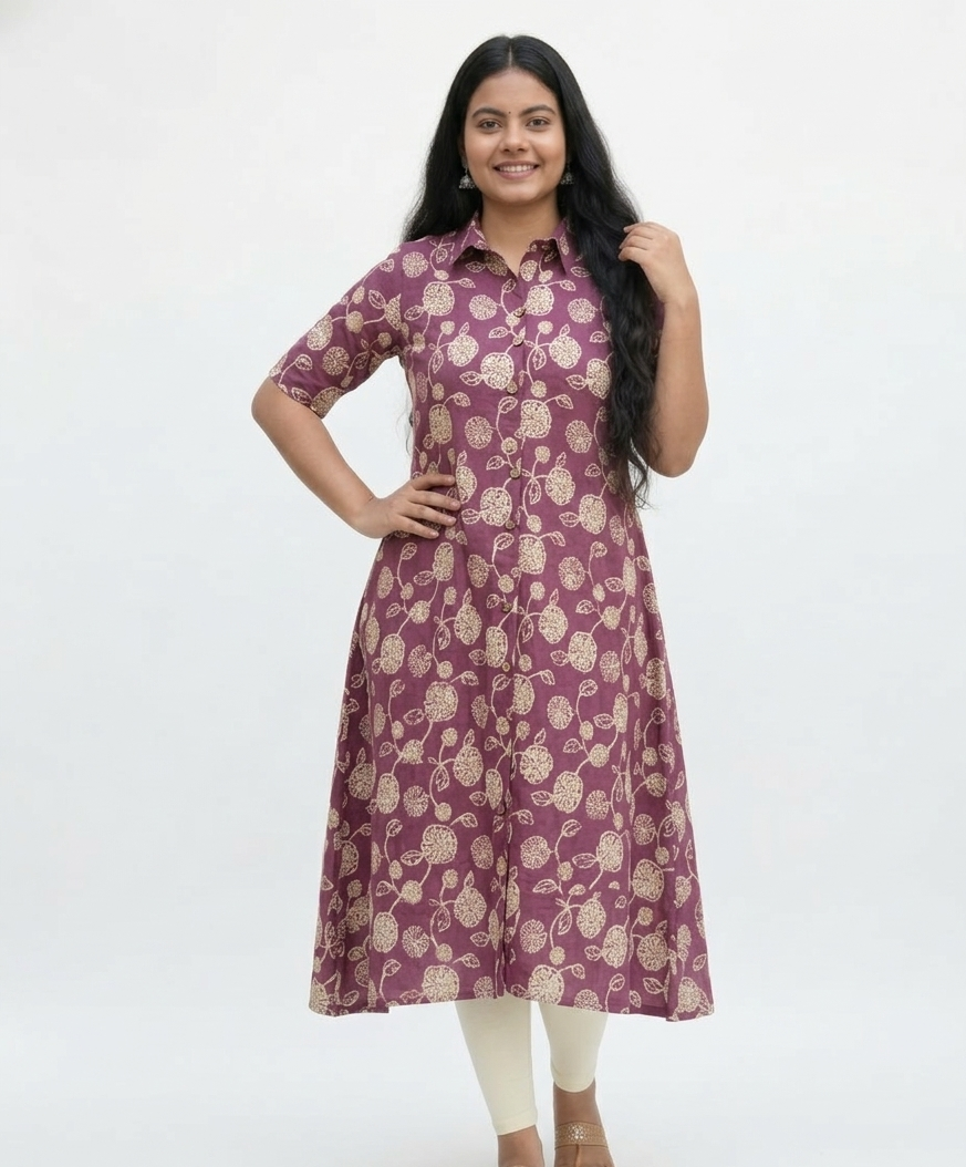 Image of Maroon - A-Line Kurti