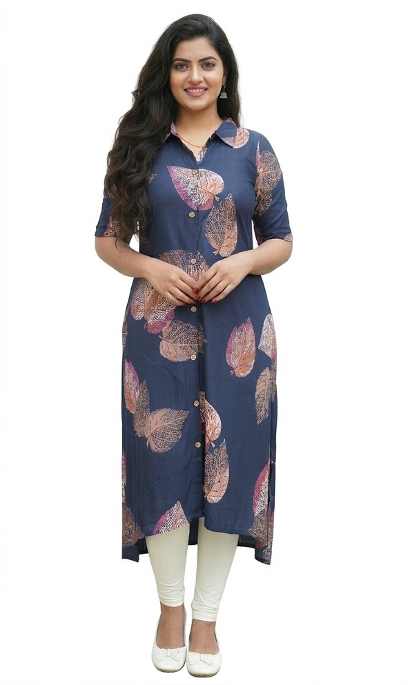 Image of Navy Blue - A-Line Kurti