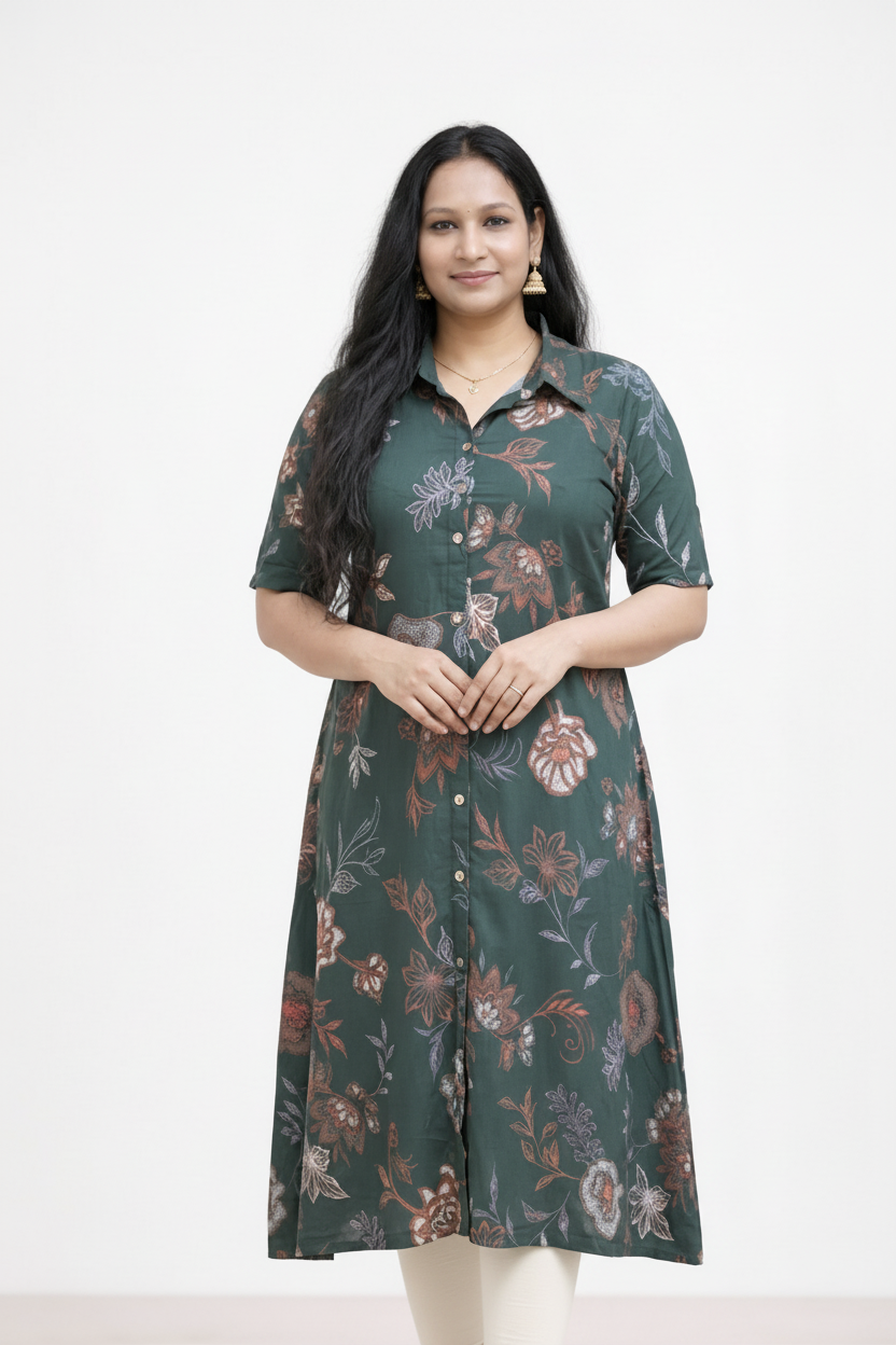 Image of Dark Green - A-Line Kurti