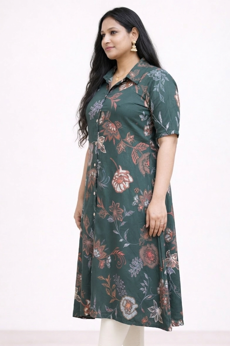 Image of Dark Green - A-Line Kurti