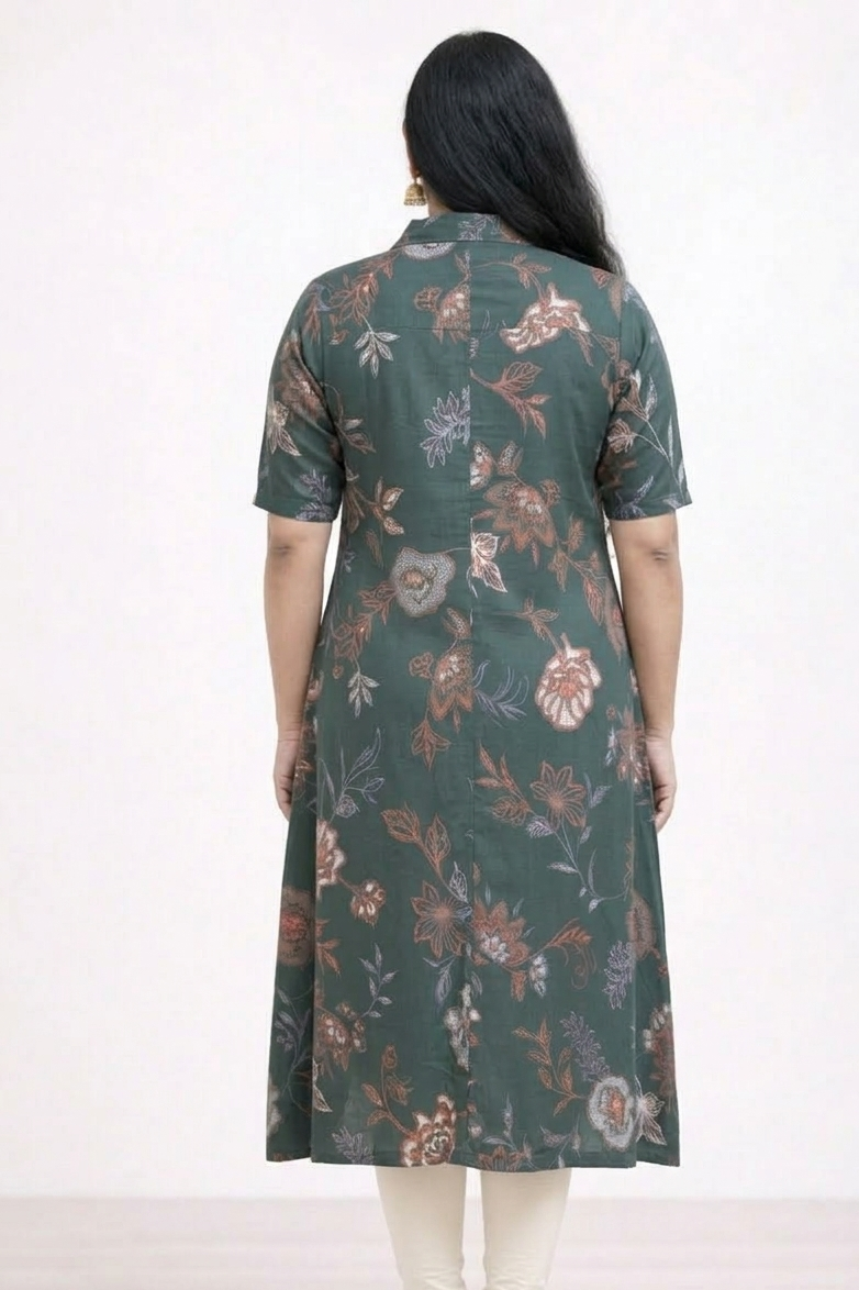 Image of Dark Green - A-Line Kurti