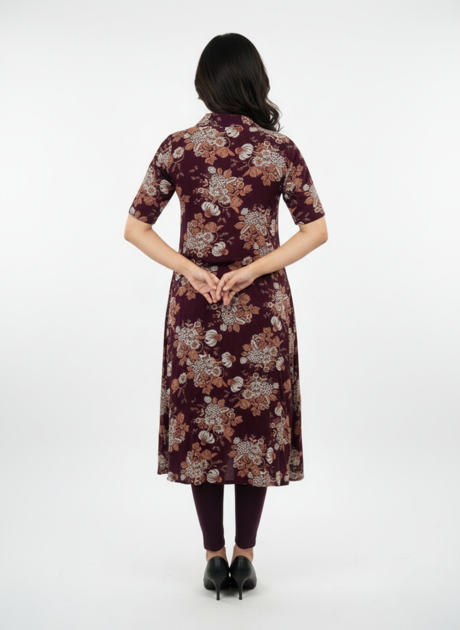 Image of Maroon Floral Printed Kurti