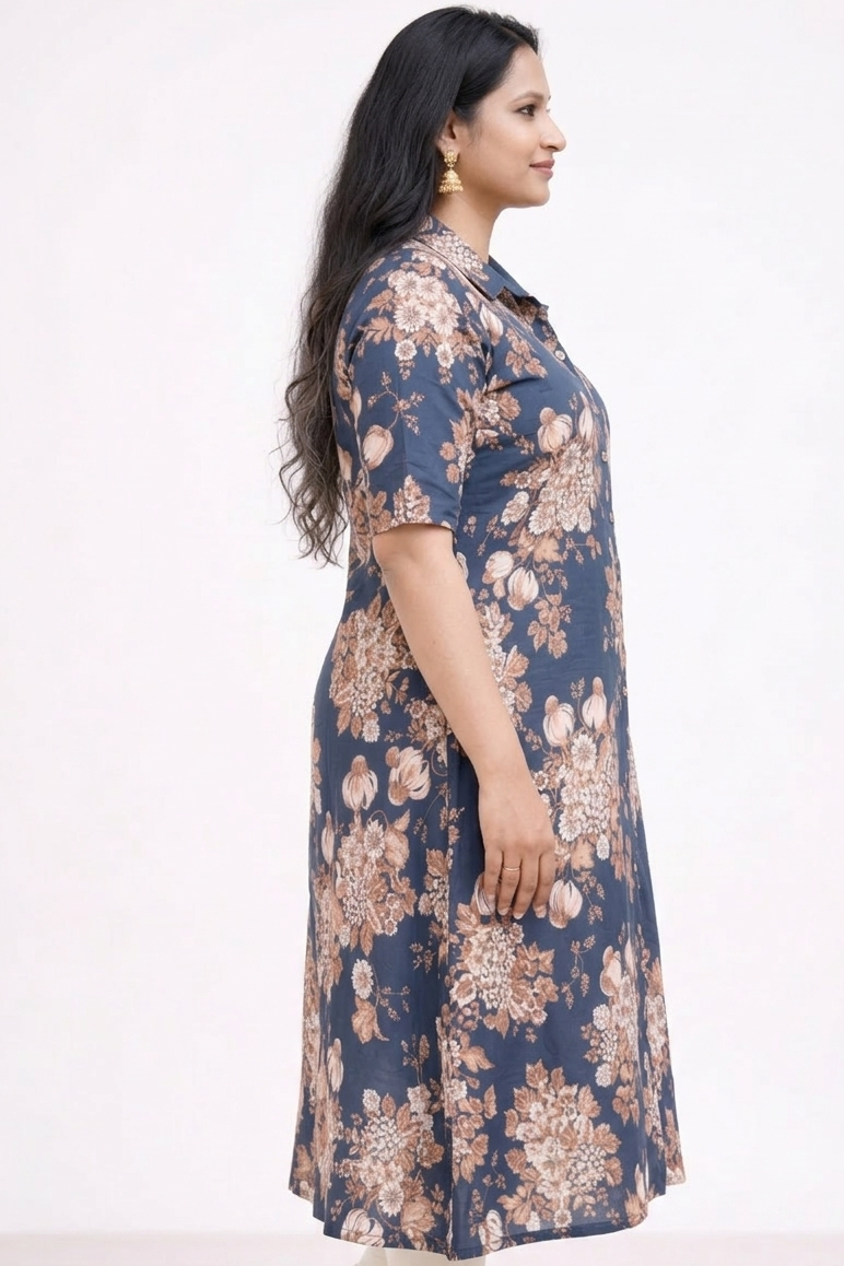 Image of Navy Blue - A-Line Kurti