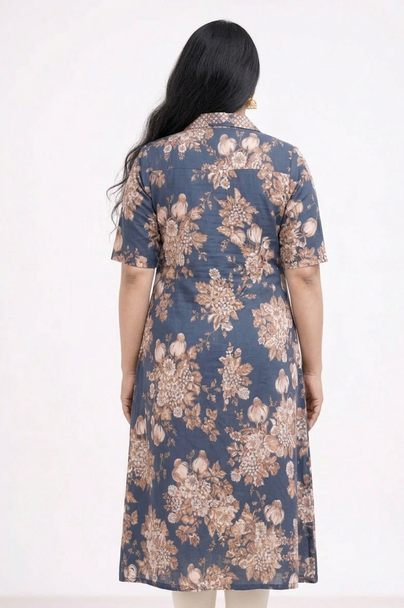Image of Navy Blue - A-Line Kurti