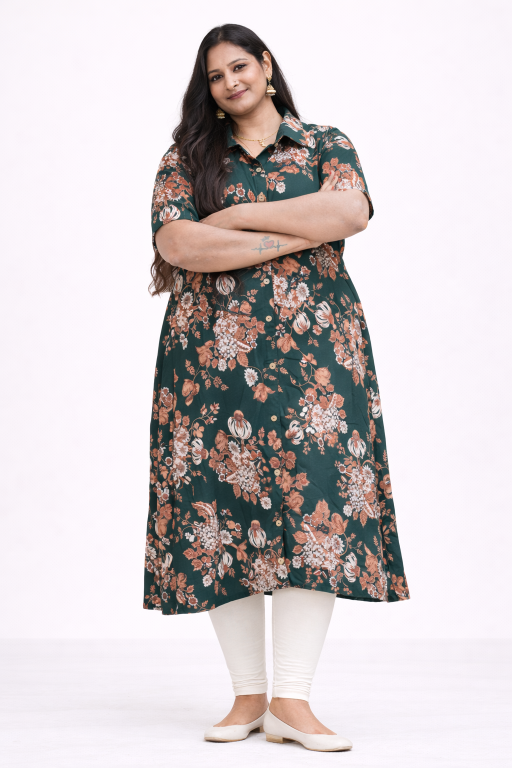 Image of Dark Green - A-Line Kurti