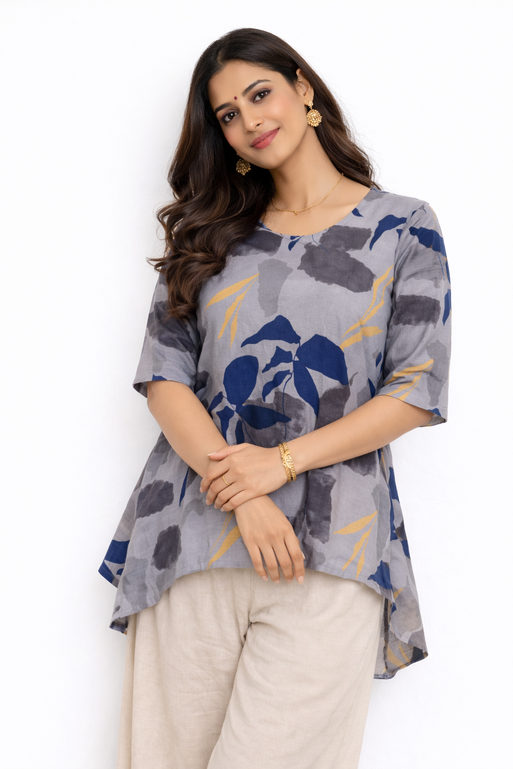 Image of Gray - Hip Length kurti - 1081