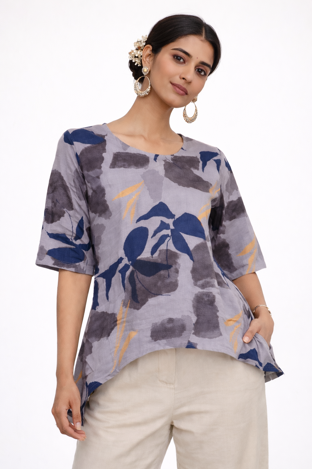 Image of Gray - Hip Length kurti - 1081