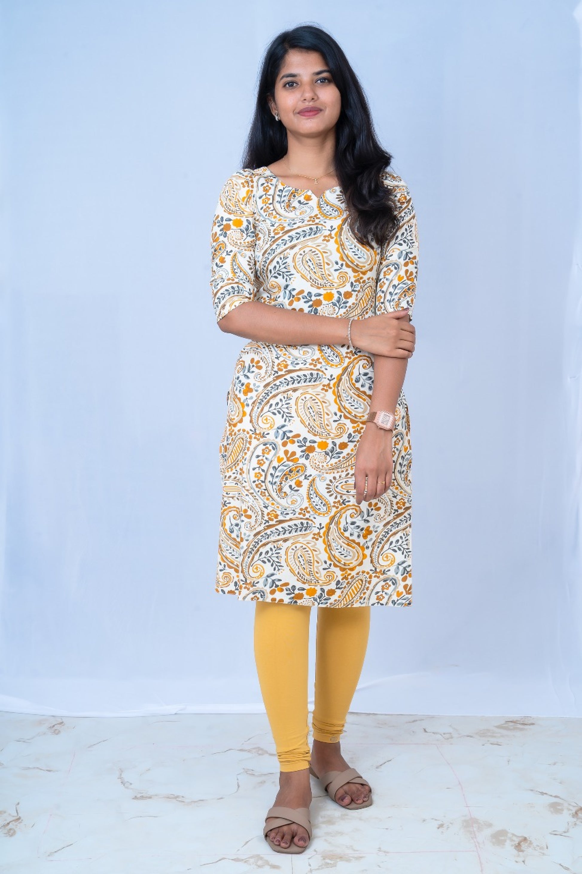 Saffron Paisley Cotton Top