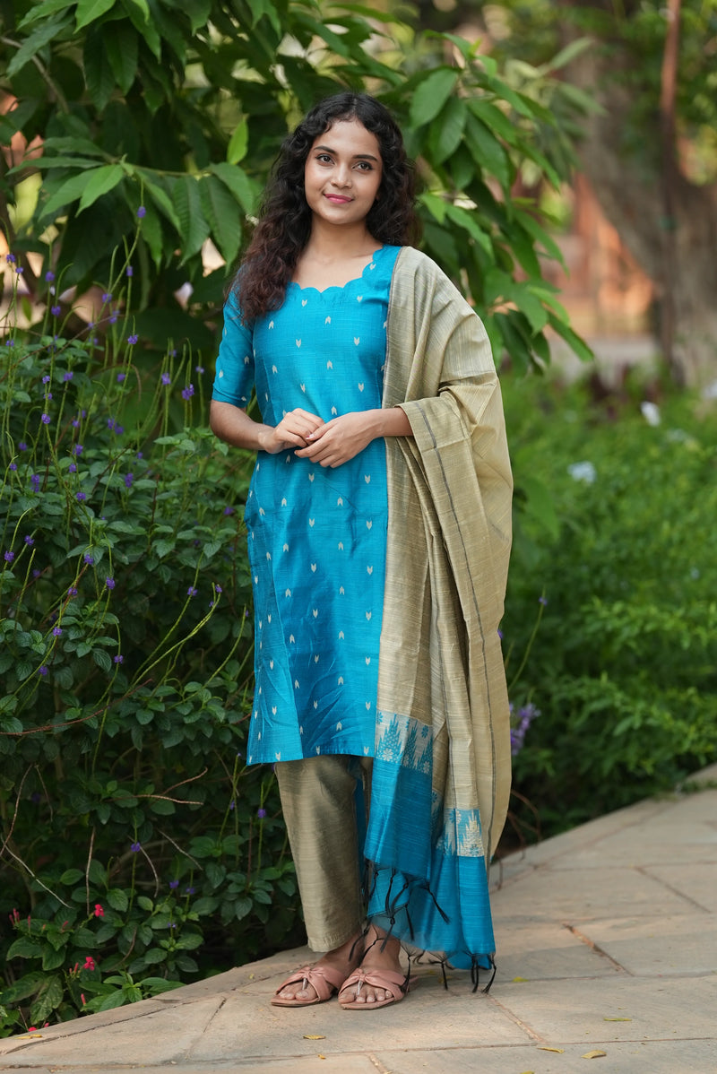 Teal Grace Chudidhar Set