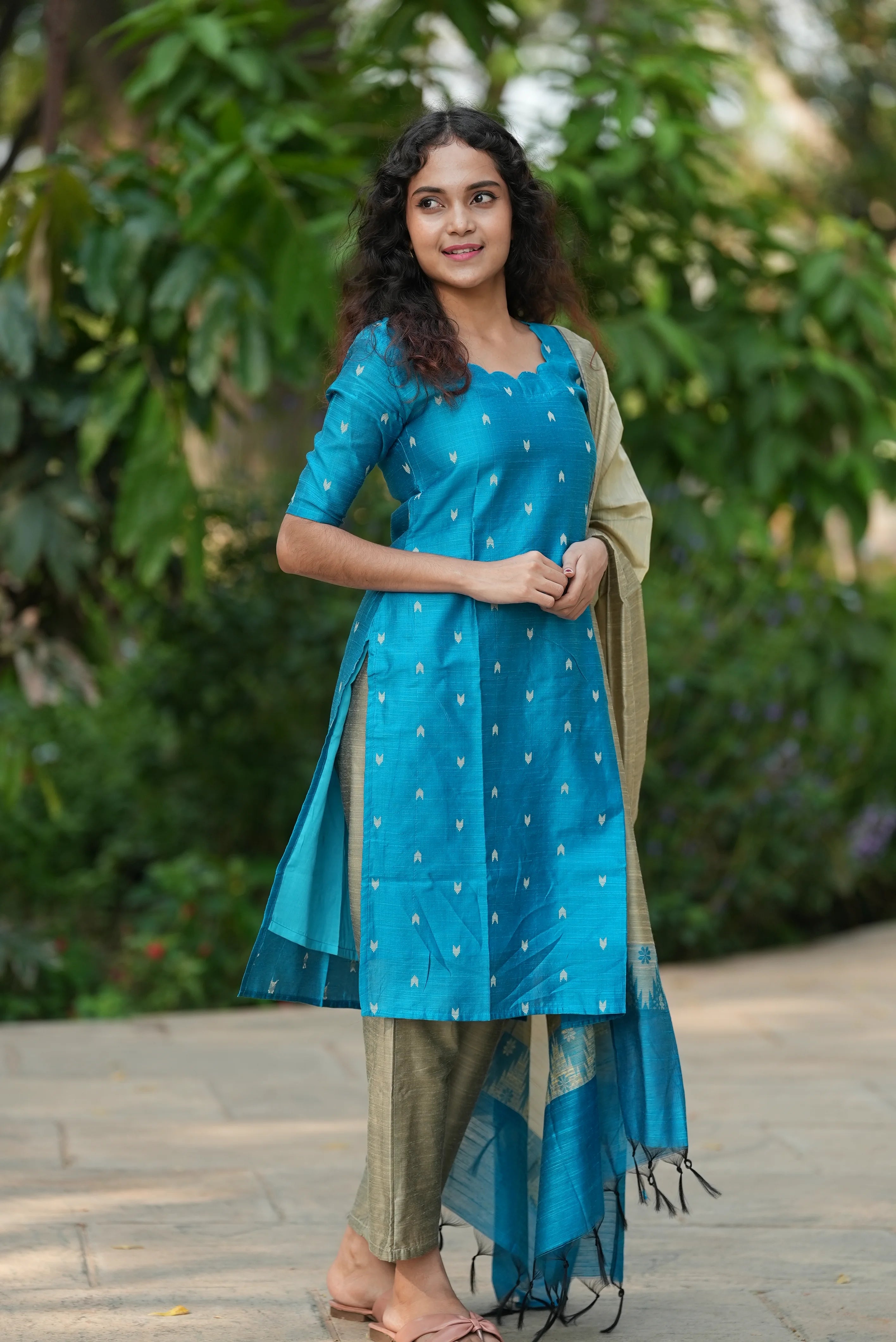 Image of Teal Grace Chudidhar Set