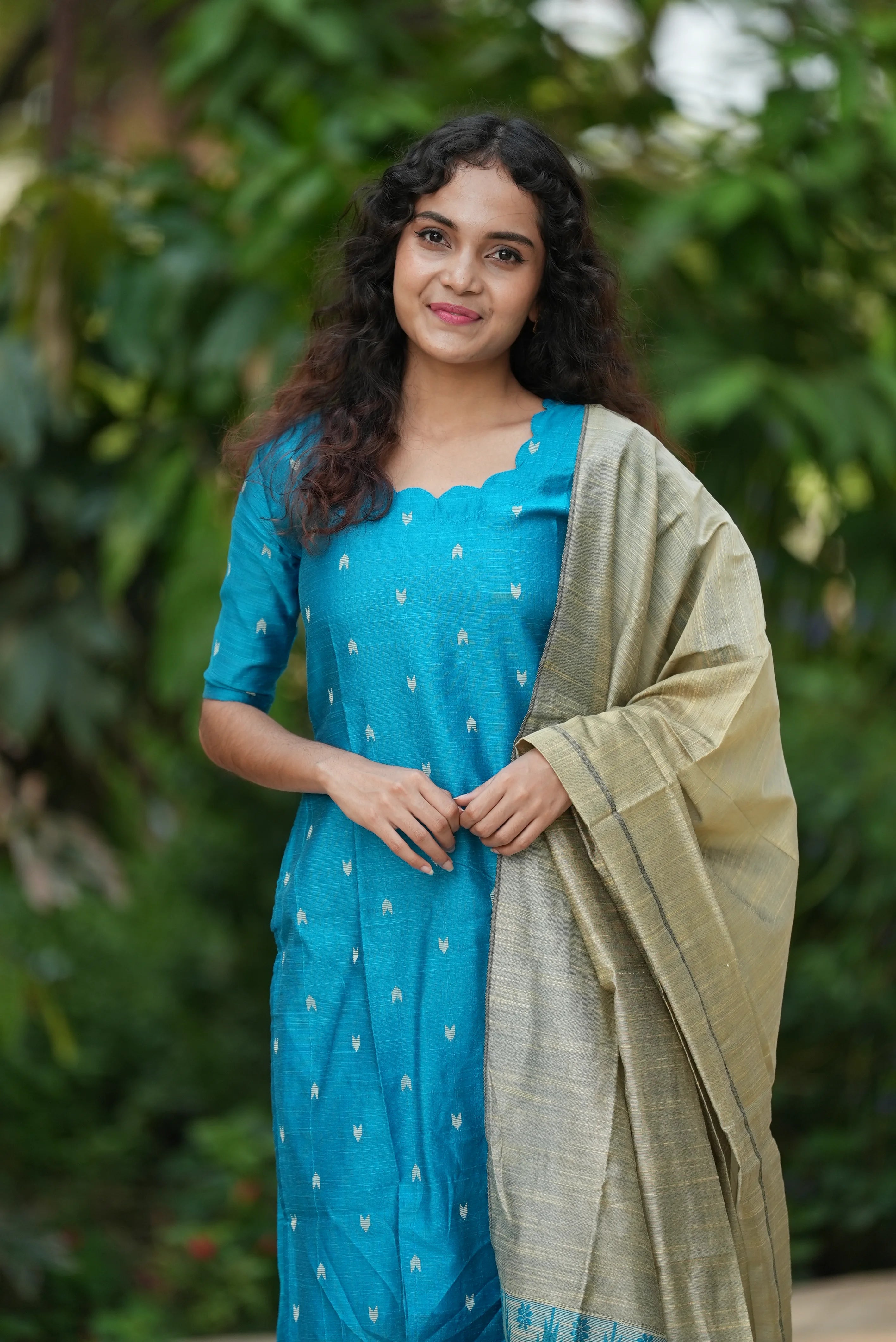 Image of Teal Grace Chudidhar Set