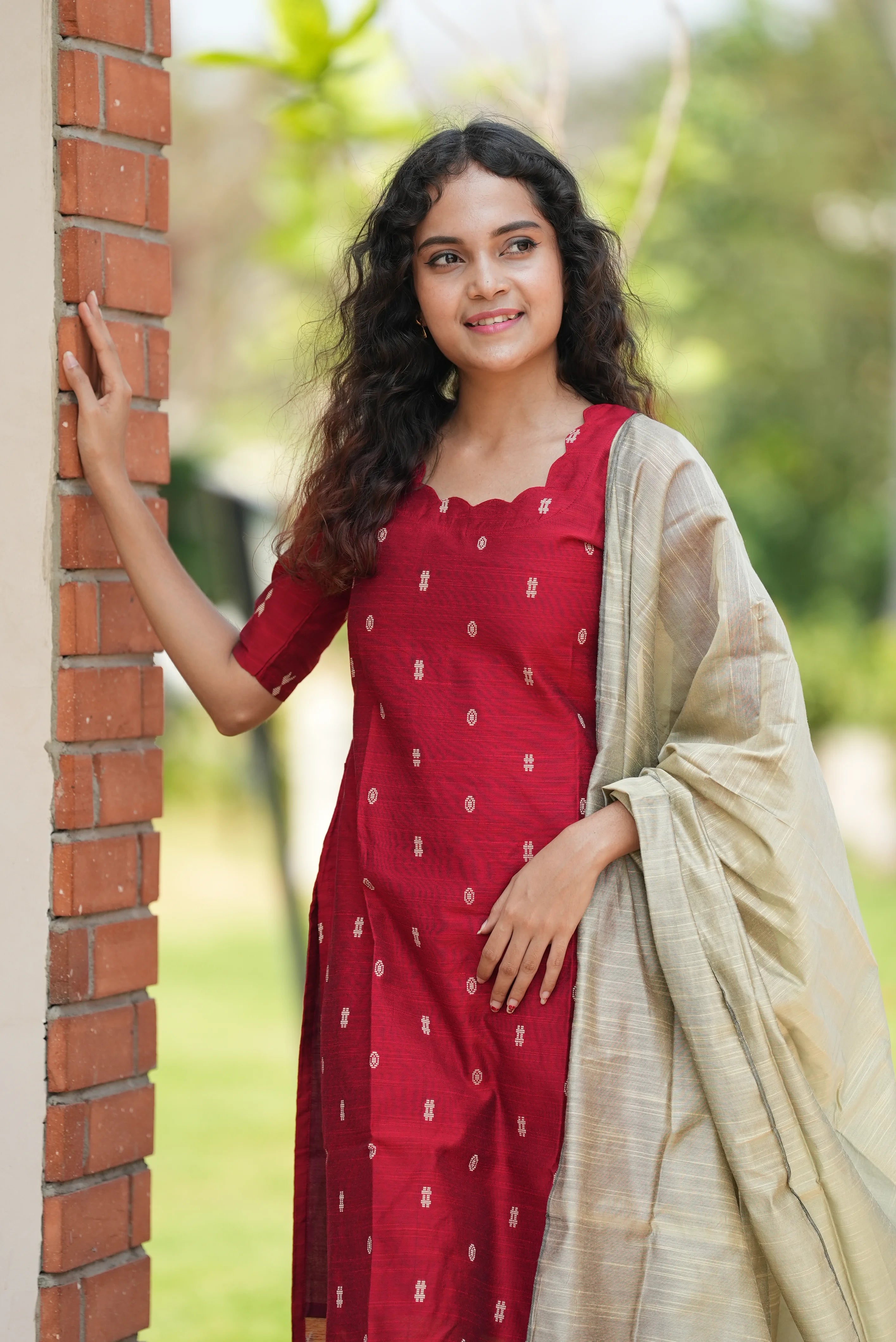 Image of Crimson Aura Chudidhar Set