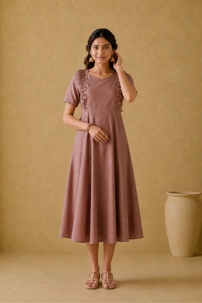 Rosewood Glow Maternity Frock