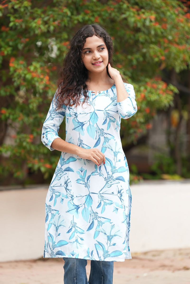 Sky Blossom Casual Kurti