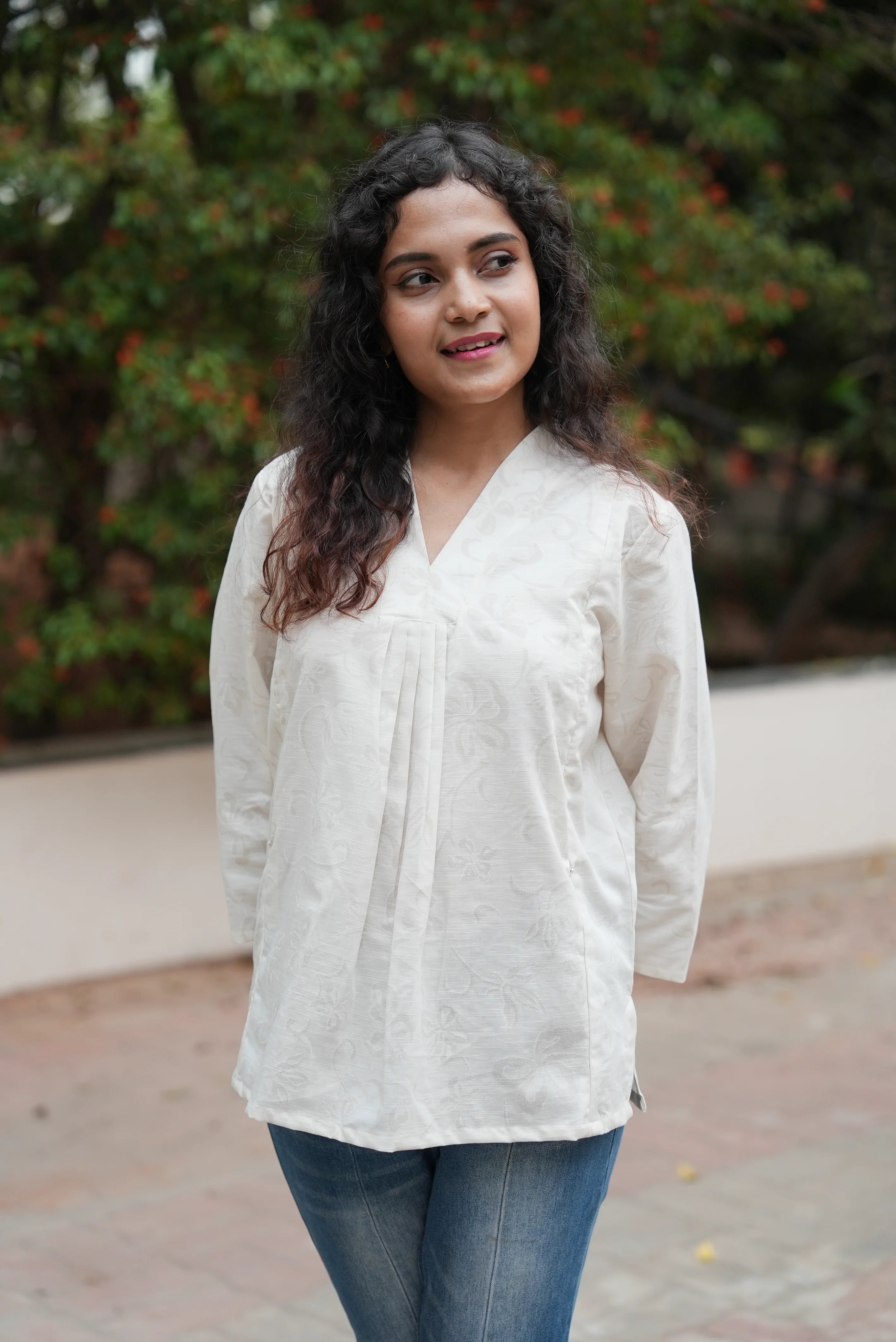 Image of Ivory Bloom Feeding Short Kurti