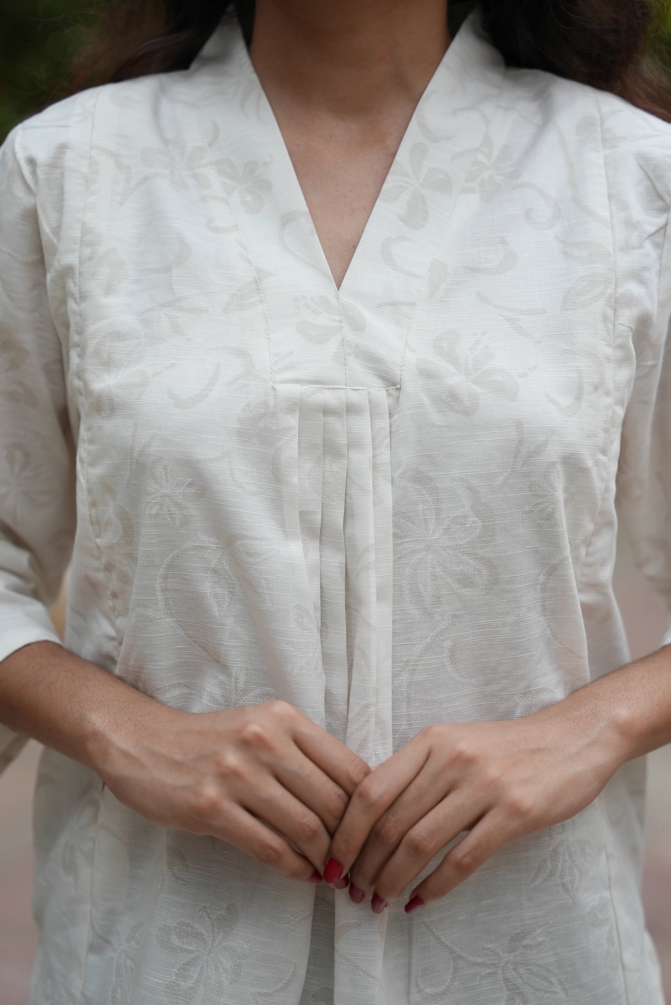 Image of Ivory Bloom Feeding Short Kurti