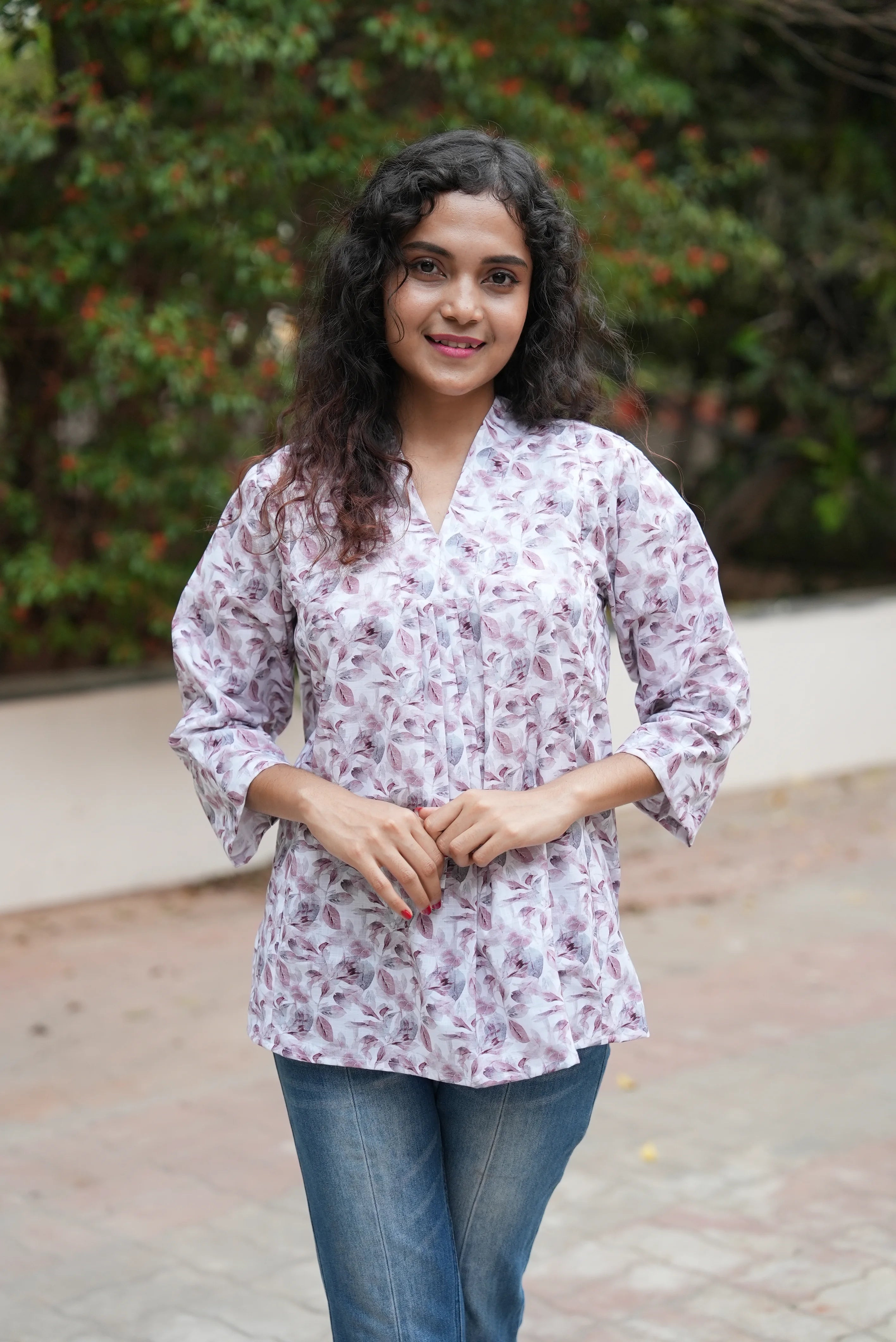 Image of Lavender Leaf Feeding Short Kurti