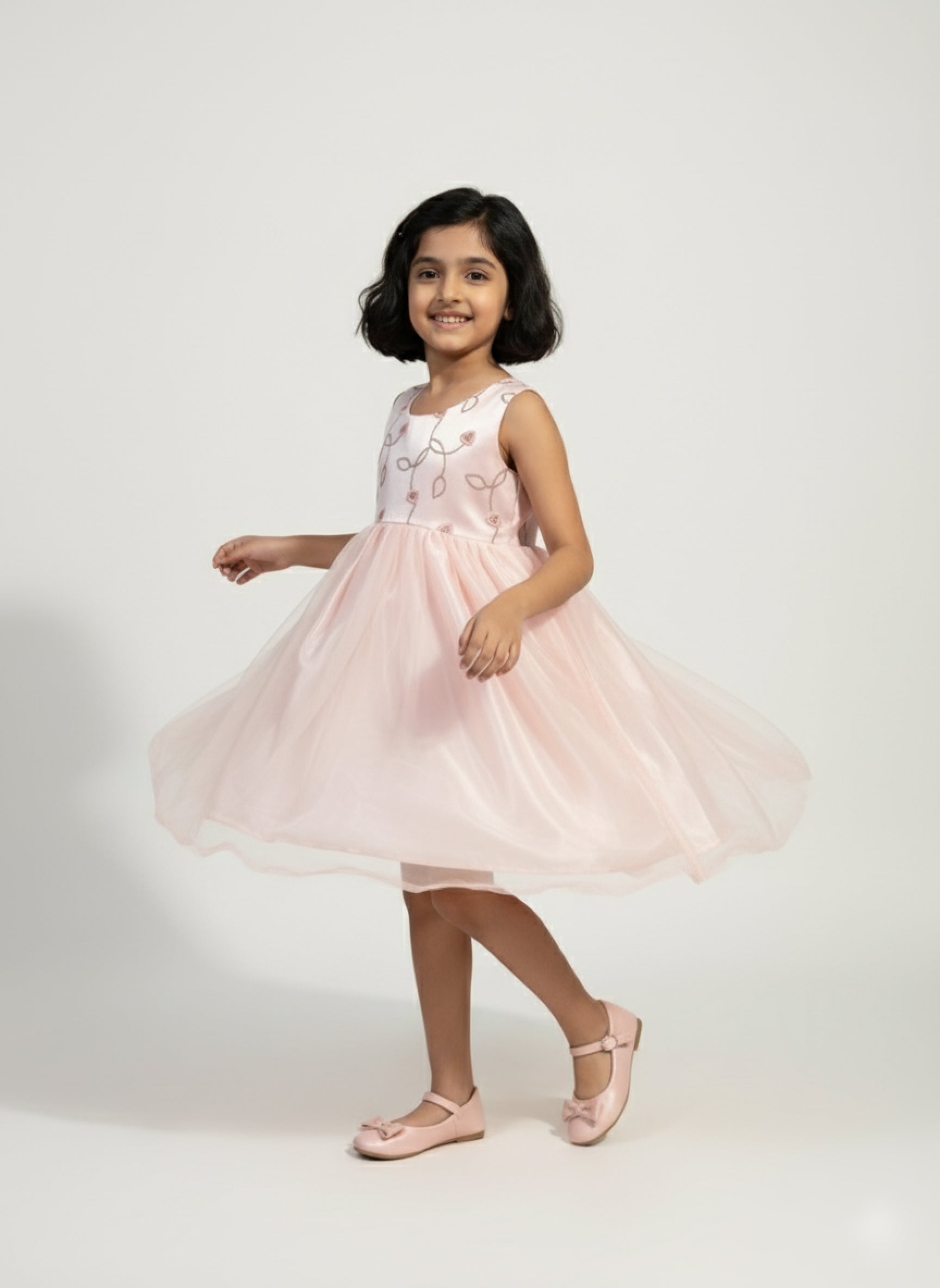 Peach Petal Twirl Frock