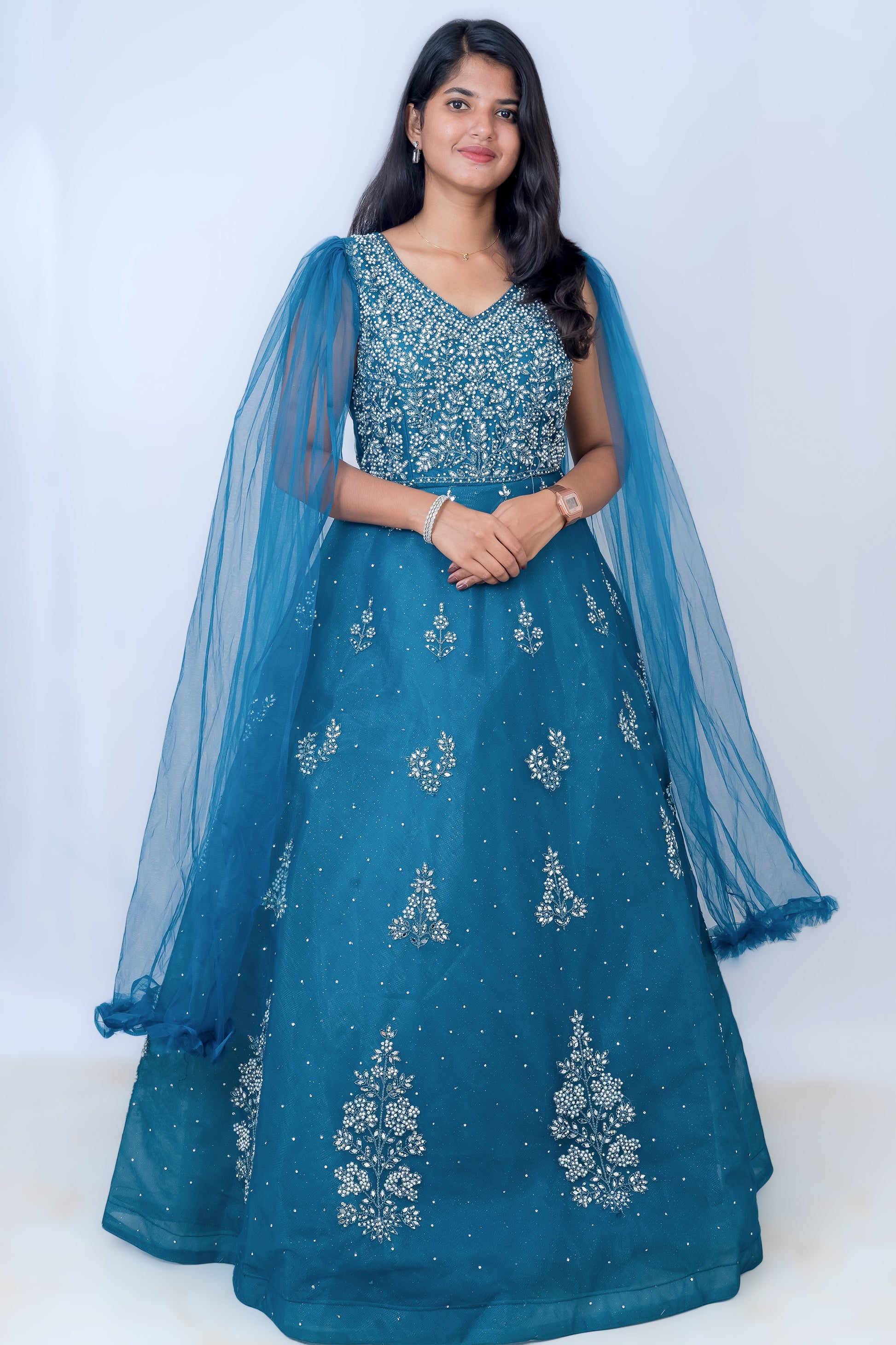 Deep Ocean Elegance Bridal Gown