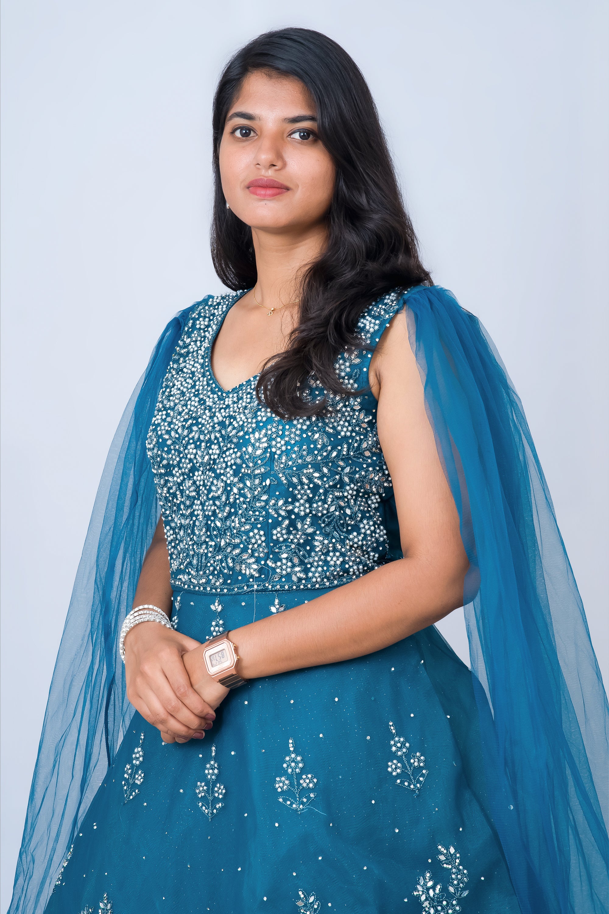 Deep Ocean Elegance Bridal Gown