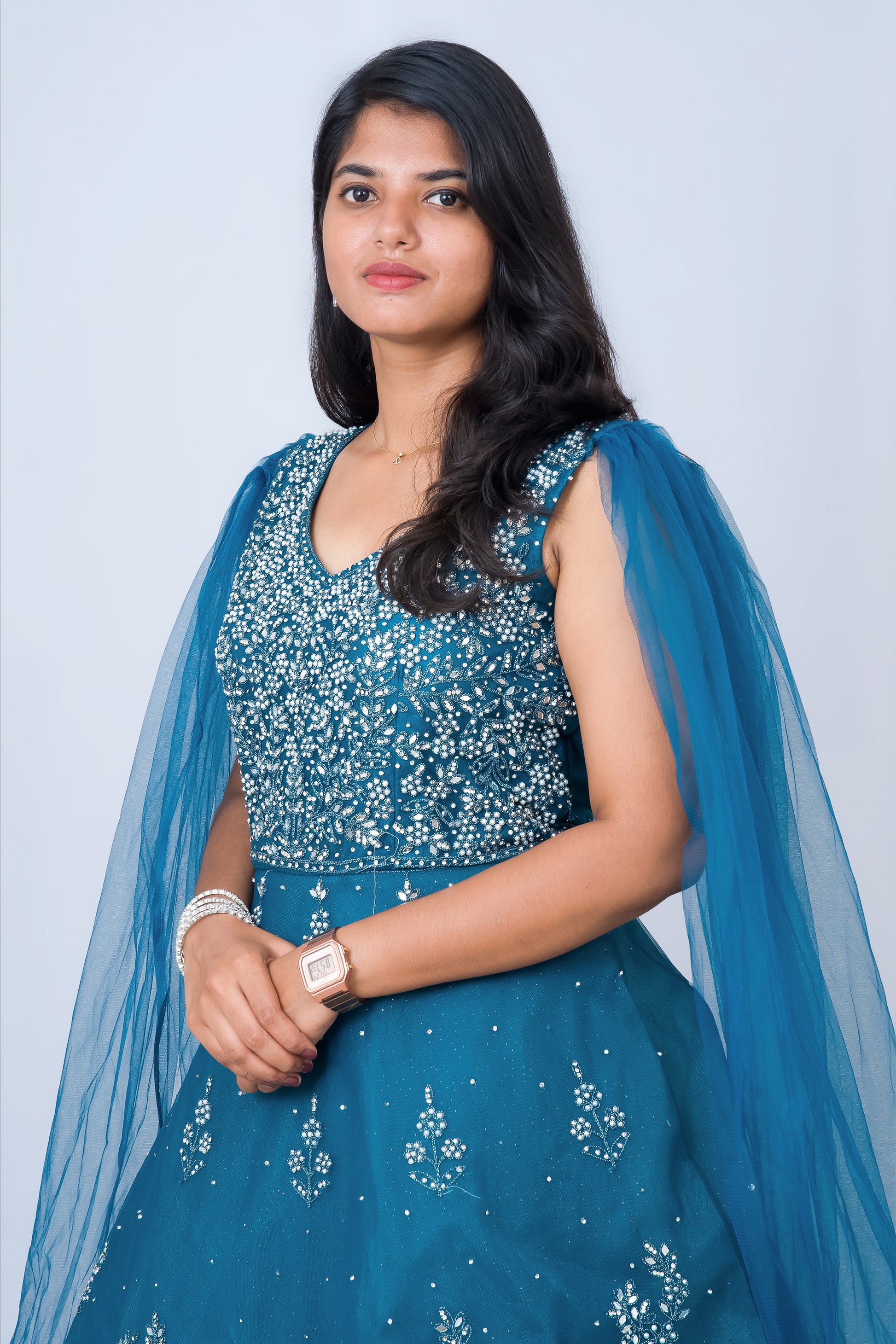 Deep Ocean Elegance Bridal Gown