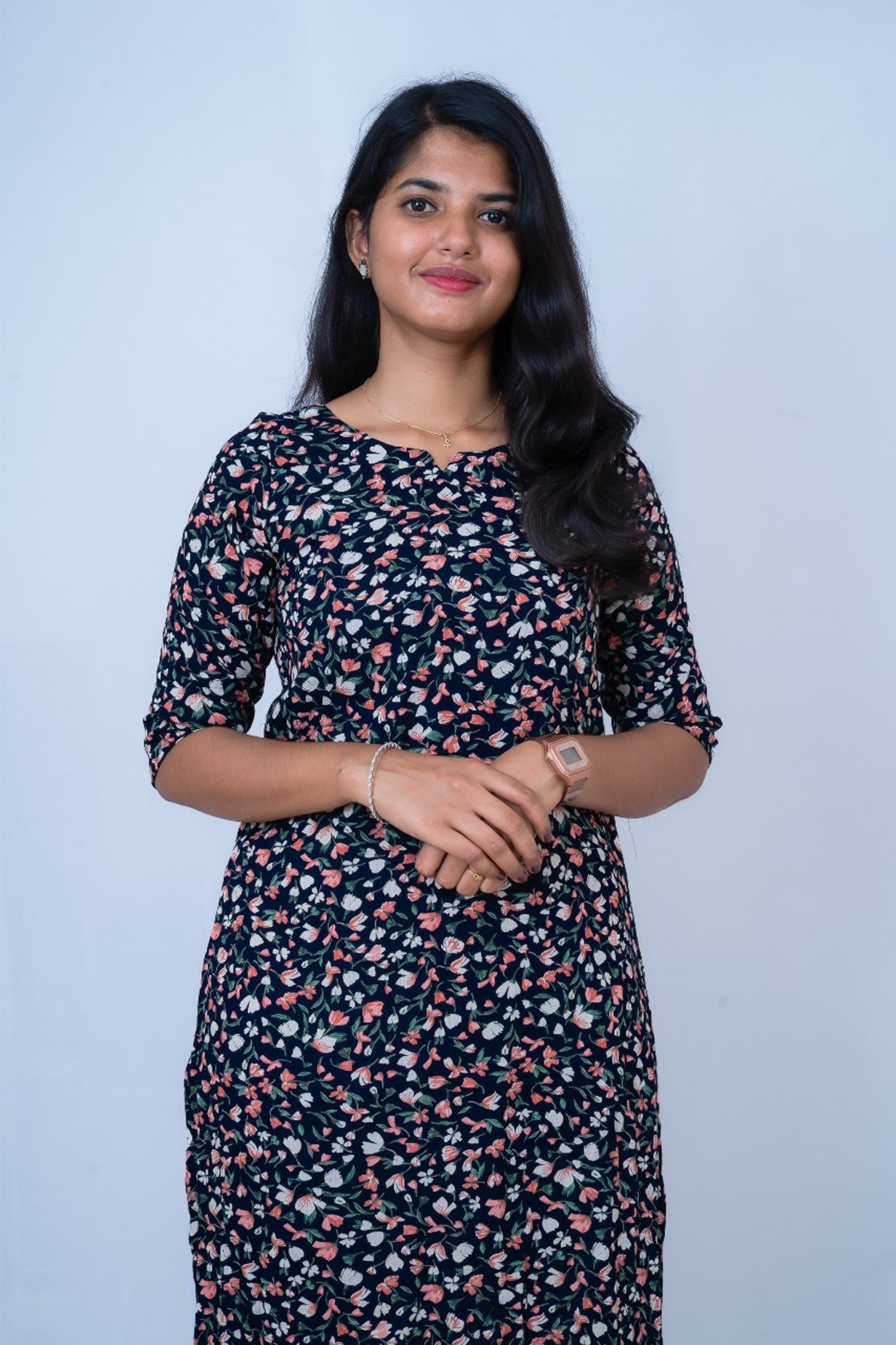 Navy Ditsy Print Churidhar