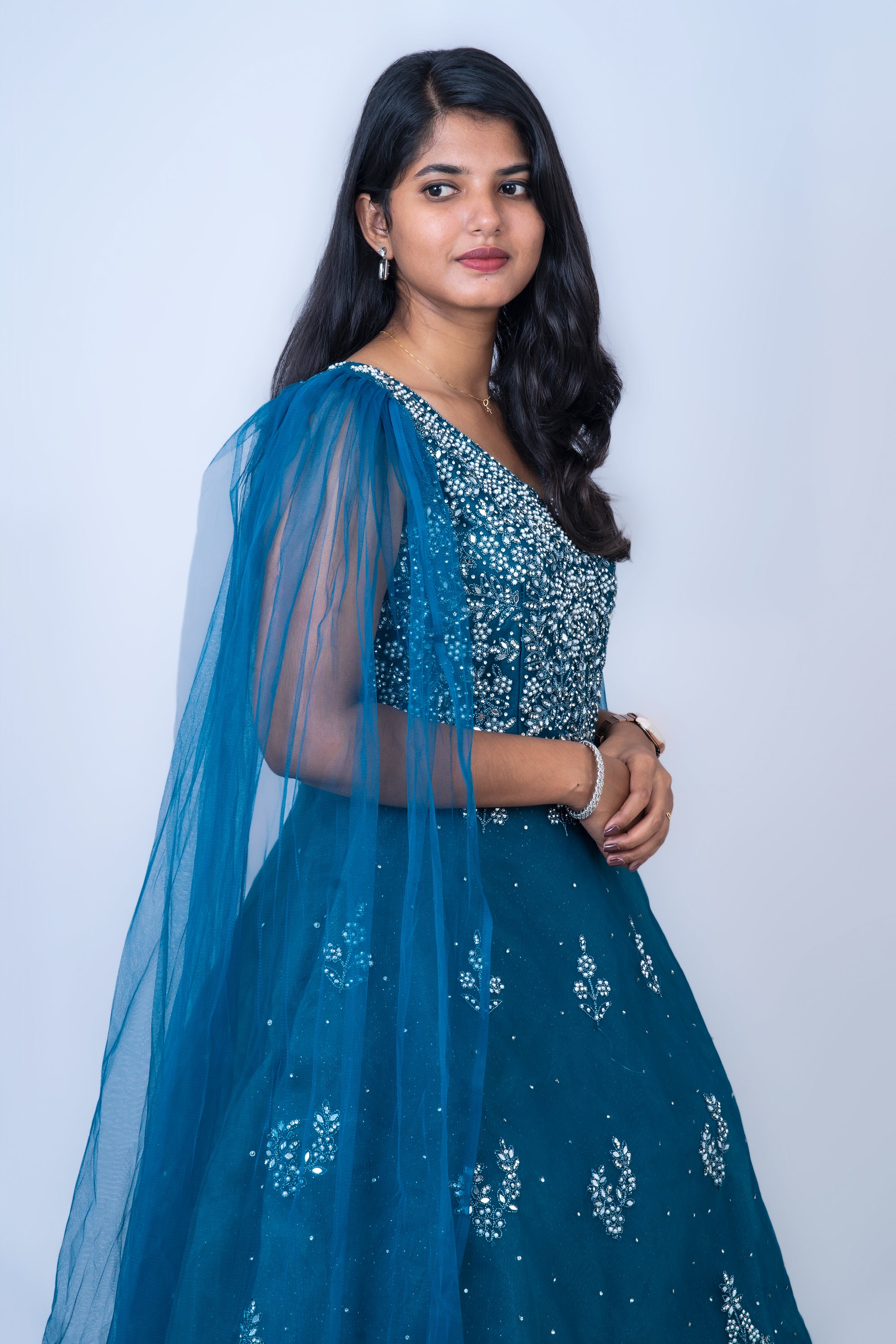 Deep Ocean Elegance Bridal Gown